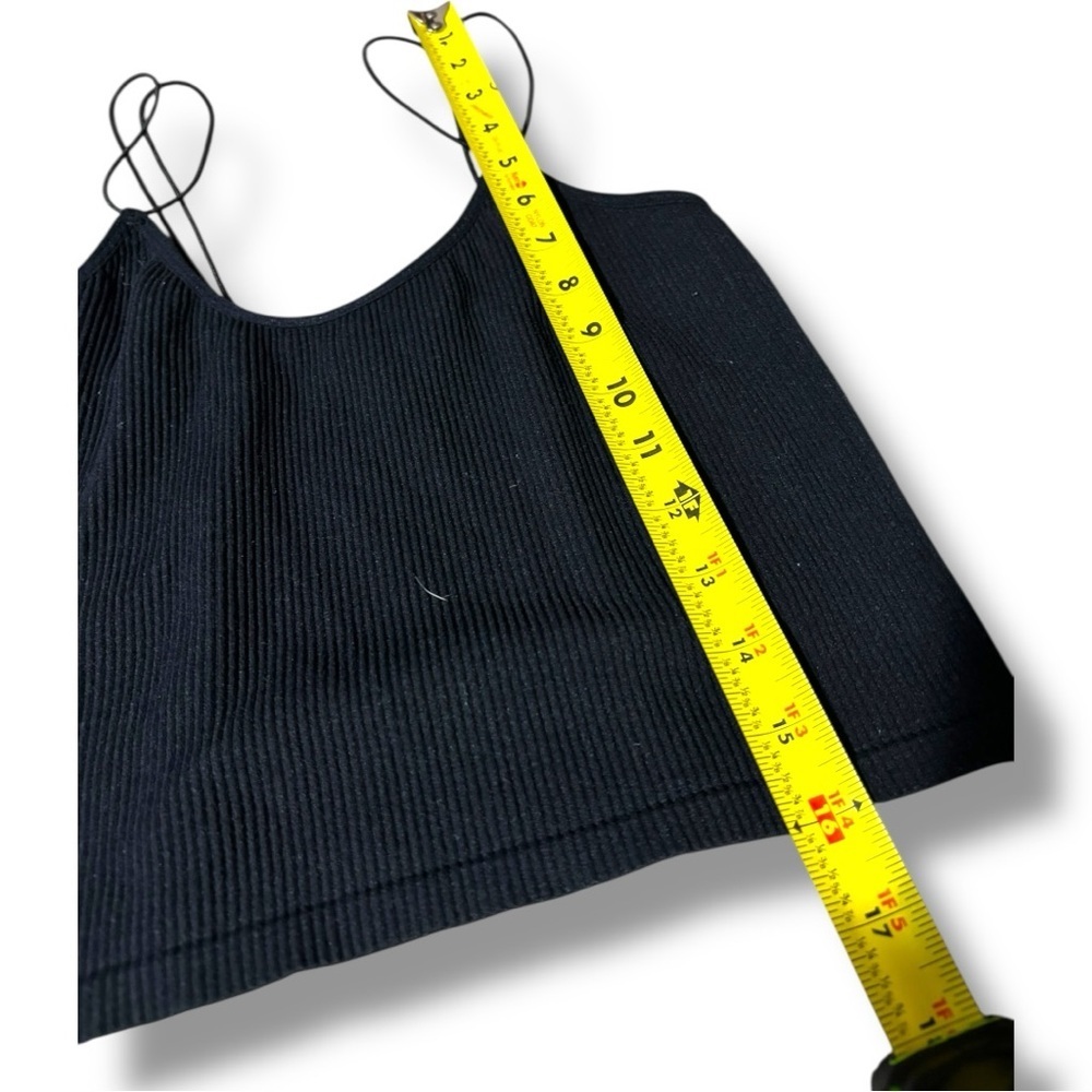 Zara Charcoal Scoop Neck Ribbed Skinny Double Strap Cropped  Camisole Top - Picture 12 of 13